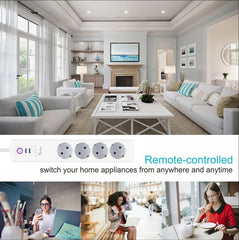 Smart-Dwelling - WiFi Bluetooth Voice Remote Control Smart Plug Power Strip Extension Cord Multi Plug Timer Socket