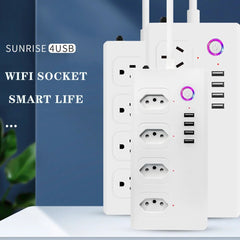 Smart-Dwelling - WiFi Bluetooth Voice Remote Control Smart Plug Power Strip Extension Cord Multi Plug Timer Socket