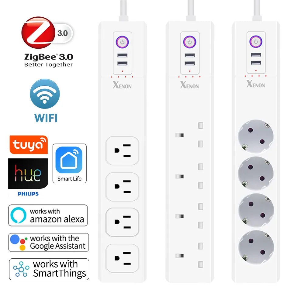 Smart-Dwelling - WiFi Bluetooth Voice Remote Control Smart Plug Power Strip Extension Cord Multi Plug Timer Socket