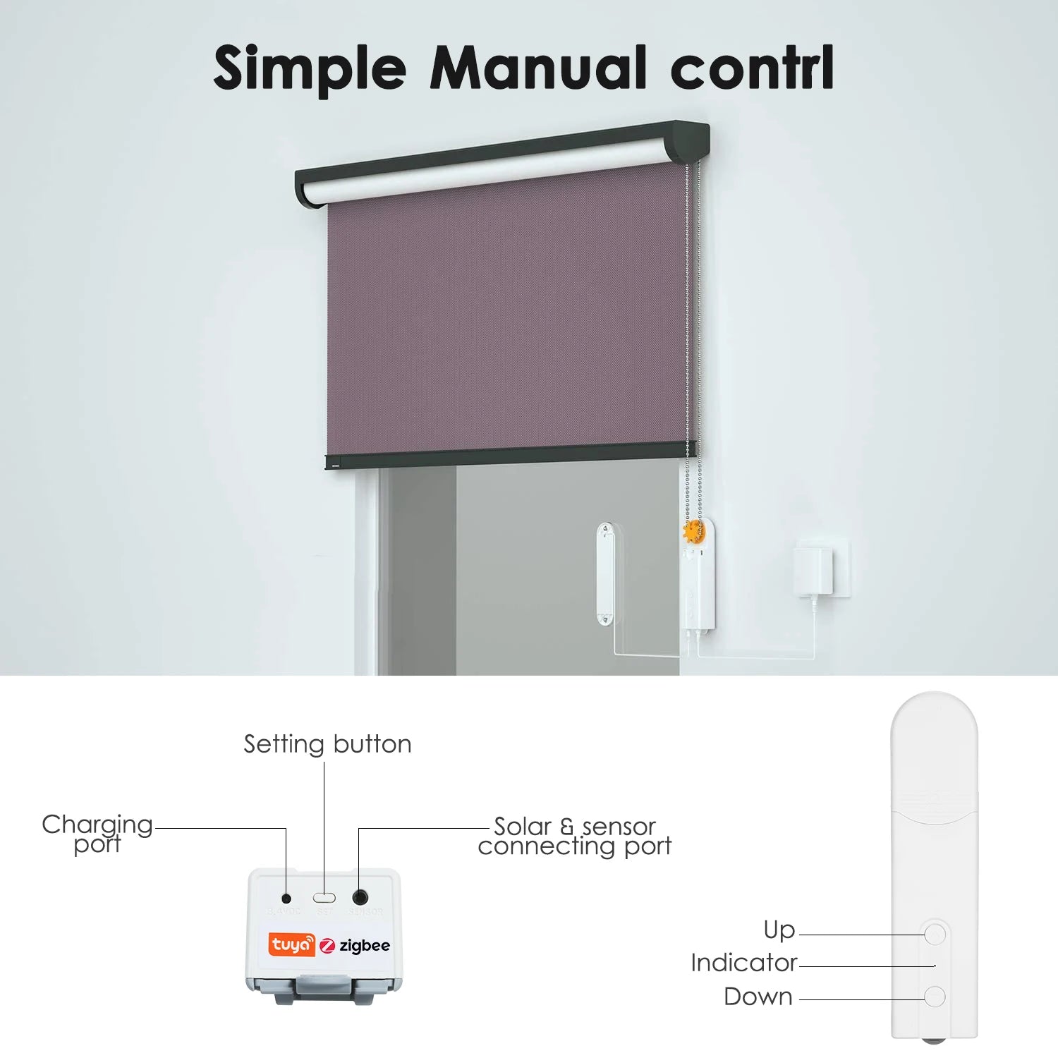 Smart-Dwelling - Zigbee Control Solar Powered Smart Blinds Drive Motor Tuya Motorized Chain Roller Control Shade Shutter Drive Motor Opener